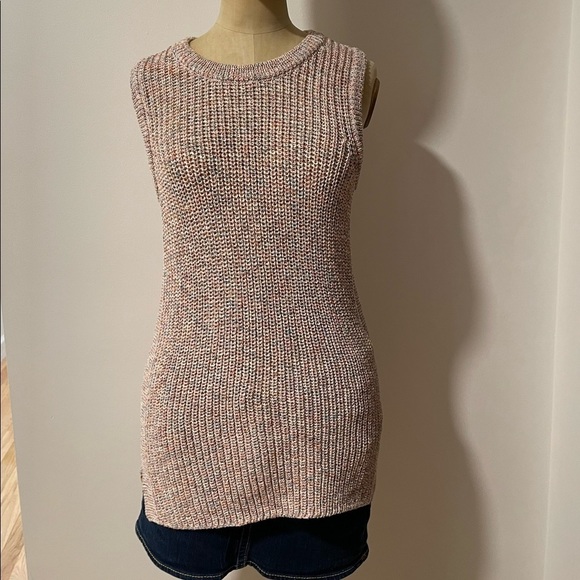 Ella Moss Sleeveless Knit Top Sweater Rosey Small Pink Long Vest Crewneck - Picture 2 of 12